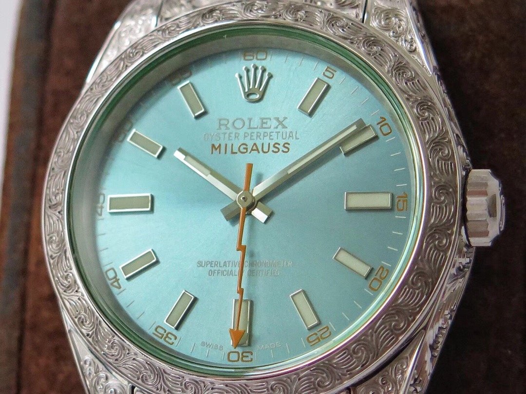 MILGAUSS 40MM STAINLESS STEEL ENGRAVED CASE BLUE DIAL