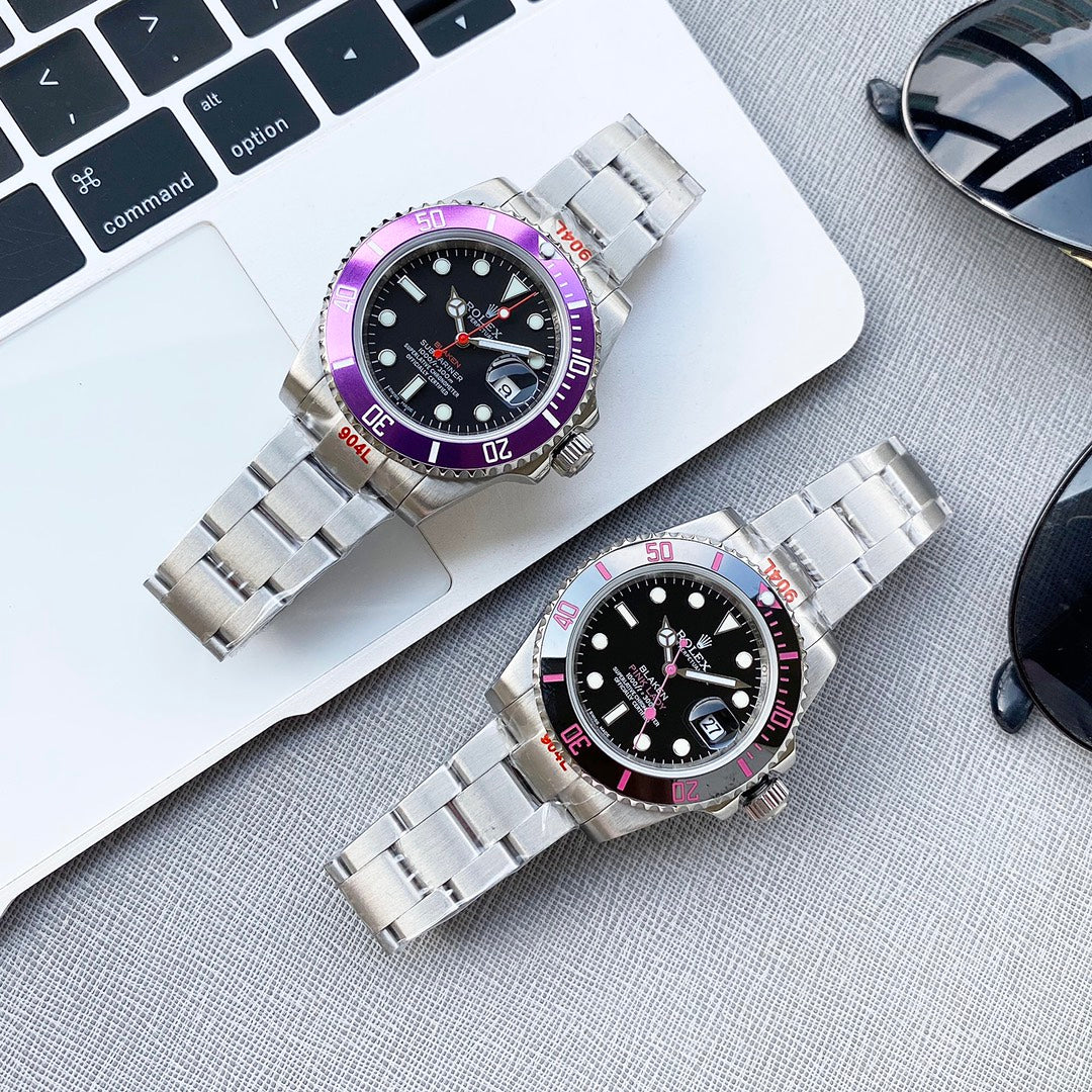 SUBMARINER DATE 40MM CUSTOM PURPLE BEZEL BLACK DIAL