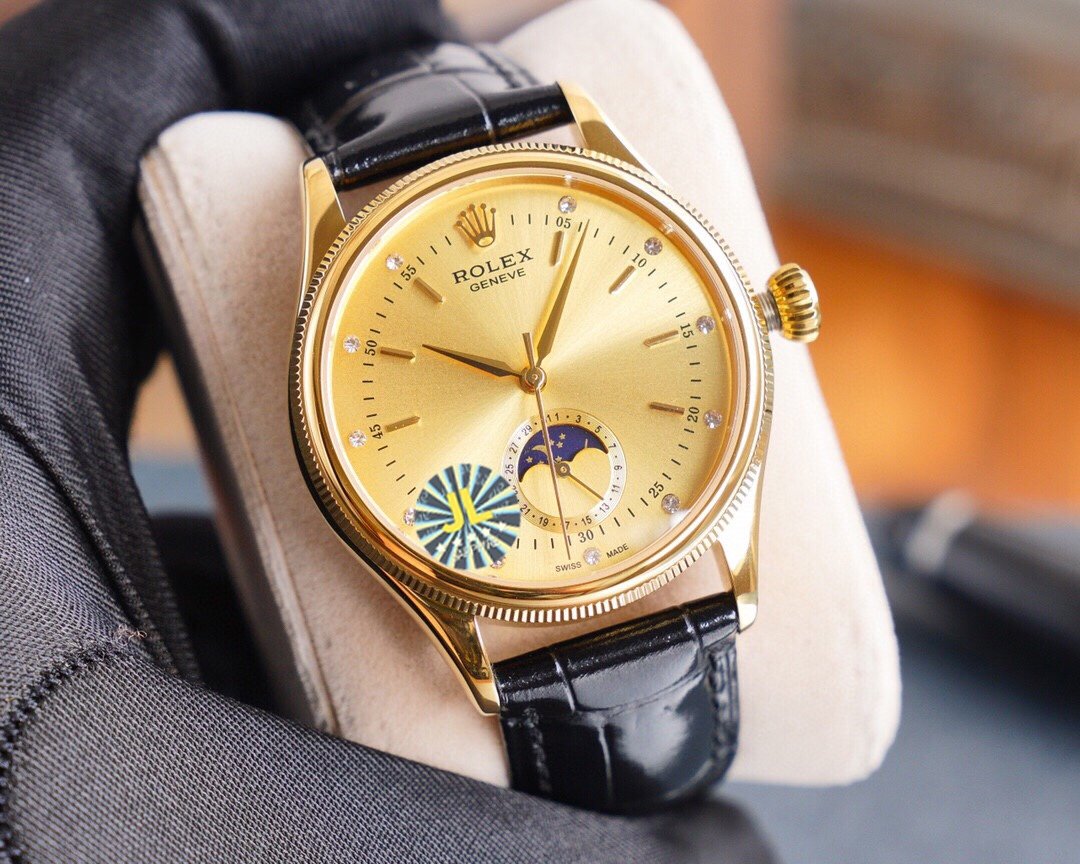 CELLINI 41 MOONPHASE GOLD CASE LEATHER