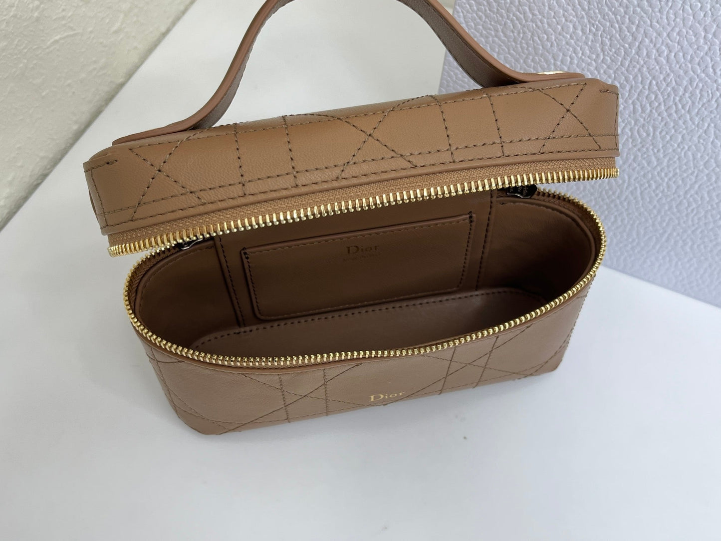 CD Cannage Vanity Chain Bag 19cm Brown Cowhide 158117