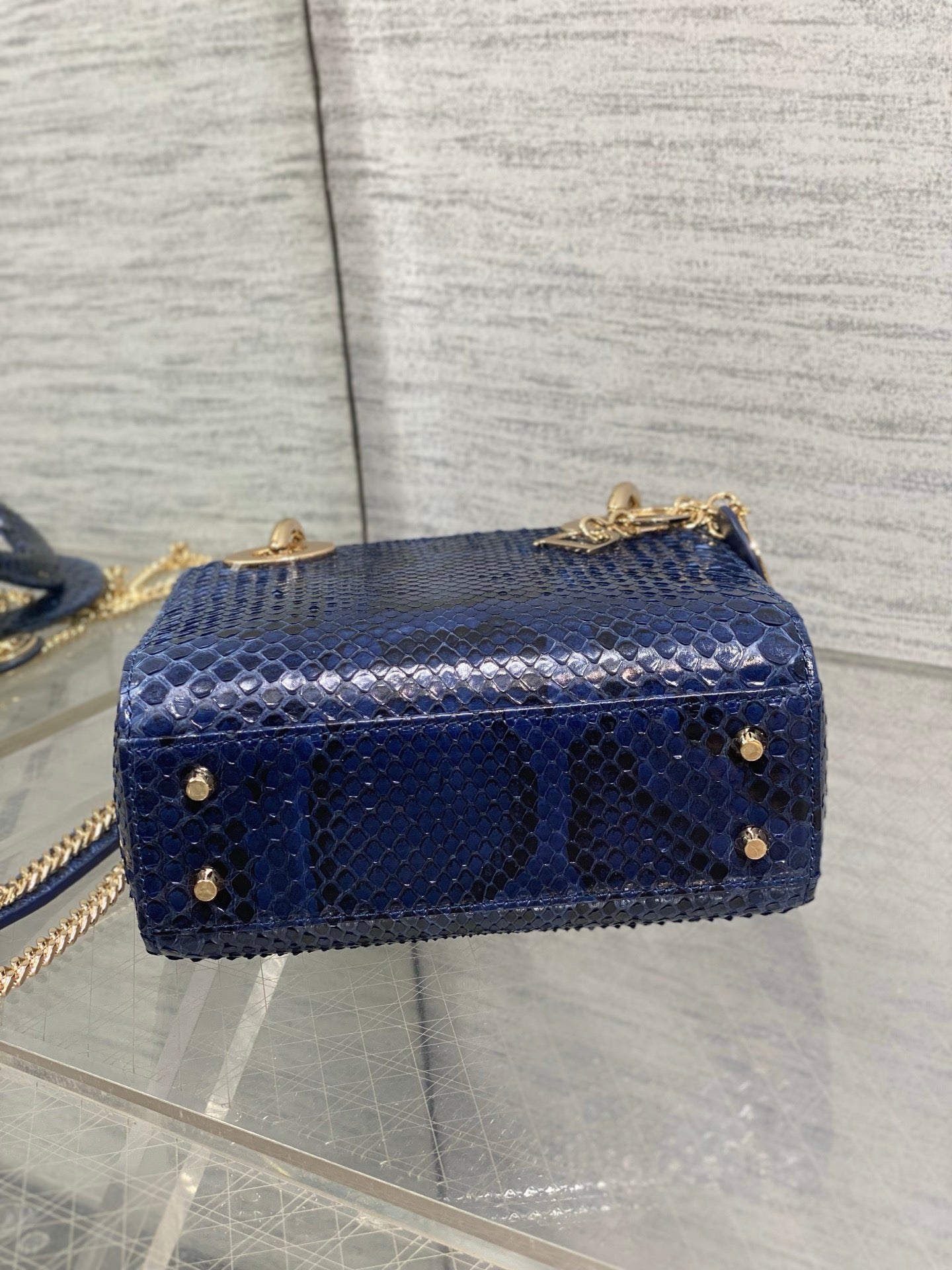 CD Mini Lady Dior Bag 17cm Navy Snakeskin Leather GHW 159999