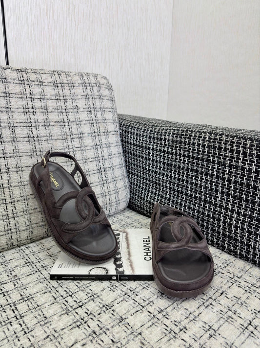 CC Sandals Chocolate Suede Leather 935910