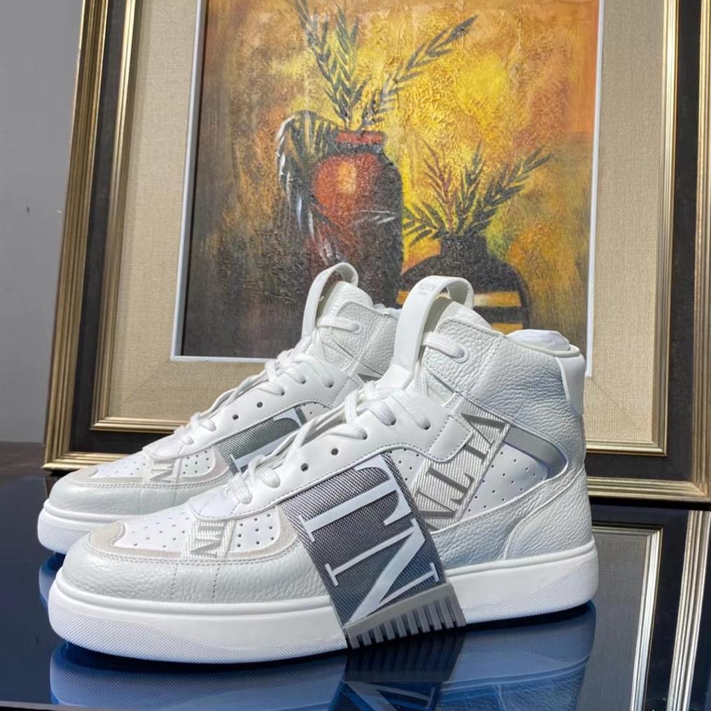 Valenti High Top VL7N White Calfskin Grey Canvas 993744
