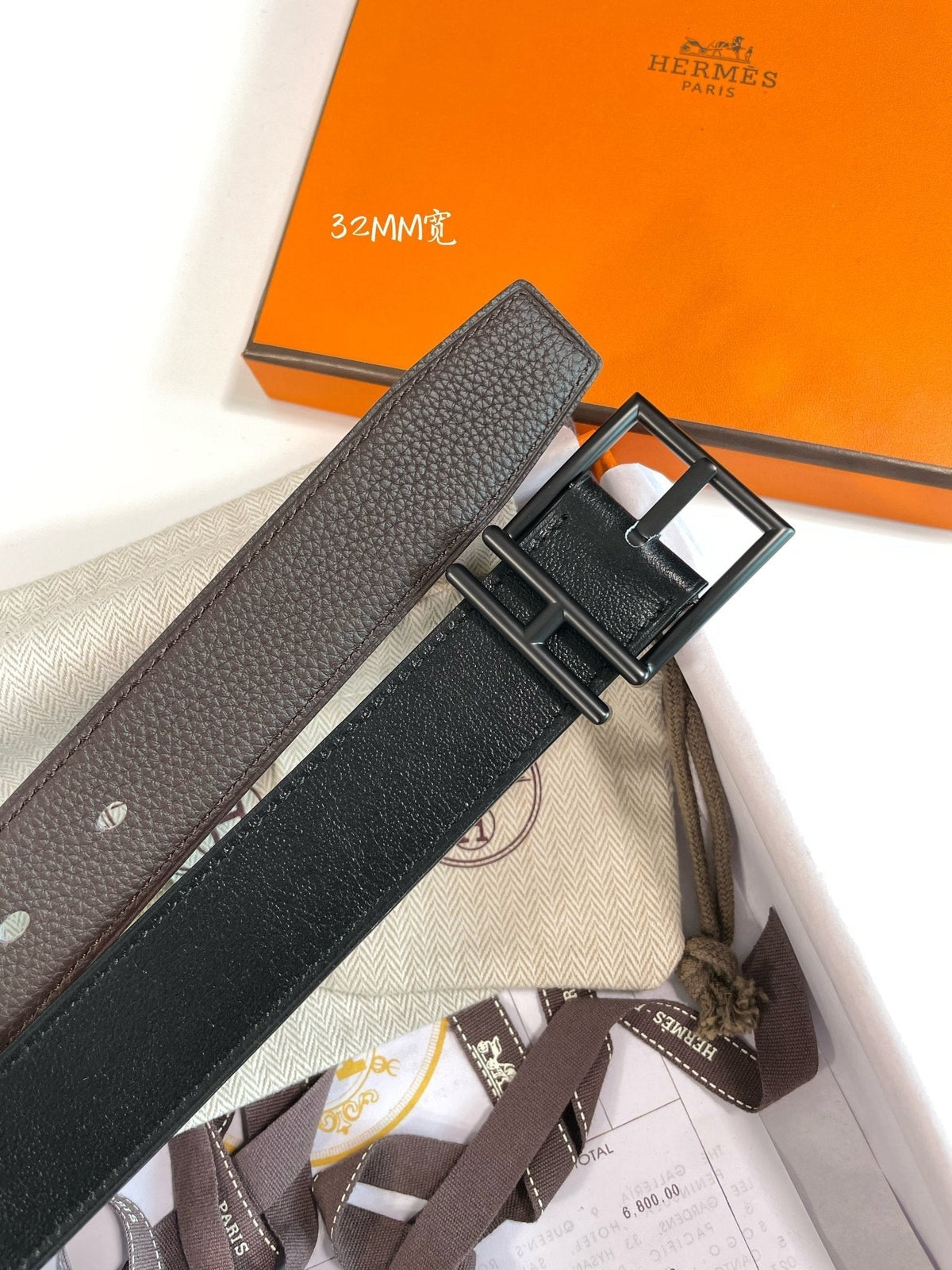HM Nathan 32mm Belt Black Chocolate Leather 187798