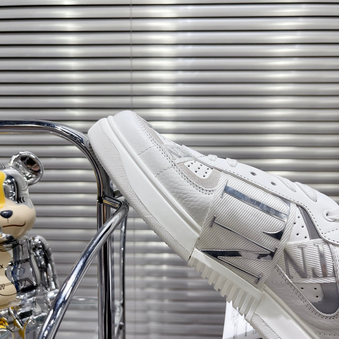 Valenti Low Top VL7N White Mix Grey Calfskin And Canvas 993731