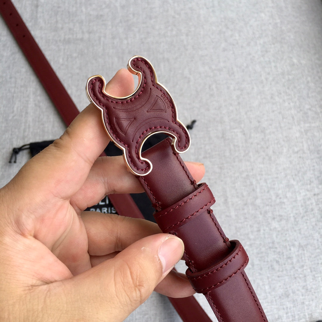Medium Cuir Triomphe Belt 25mm Wine Calfskin