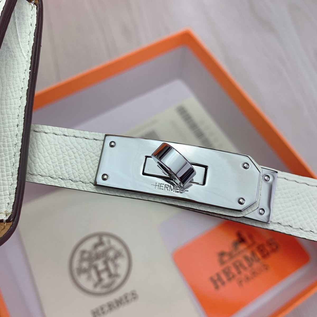 hm kelly belt 18mm with pocket white calfskin
