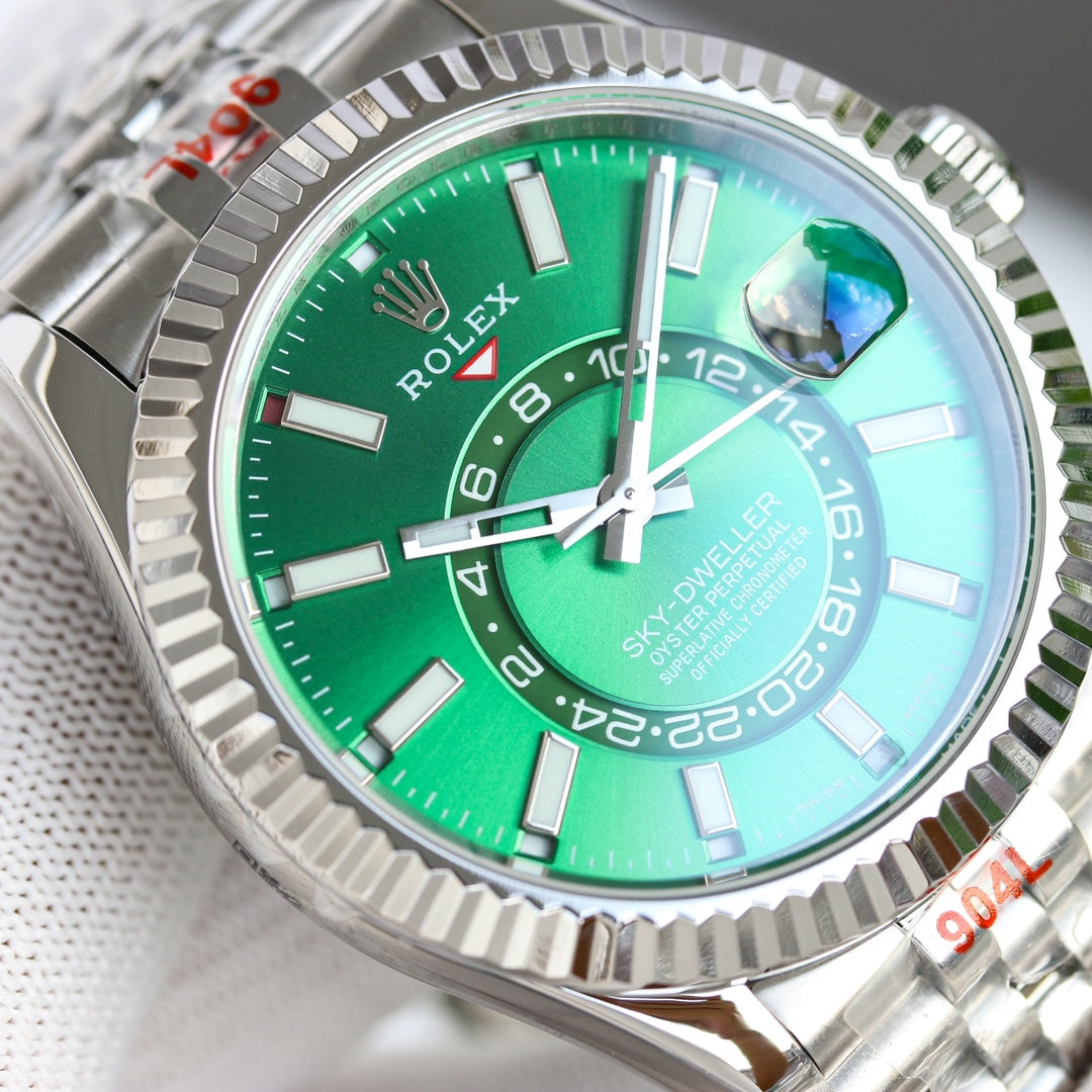 Rolex Sky-Dweller 42mm Silver Blue Green Dial