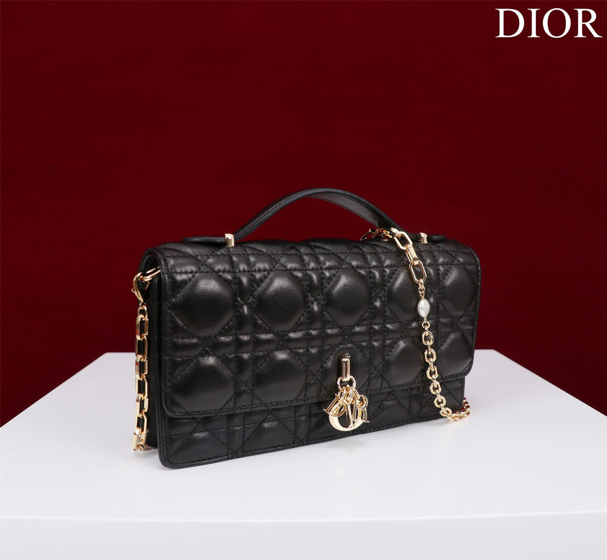 my cd mini 21 black lambskin