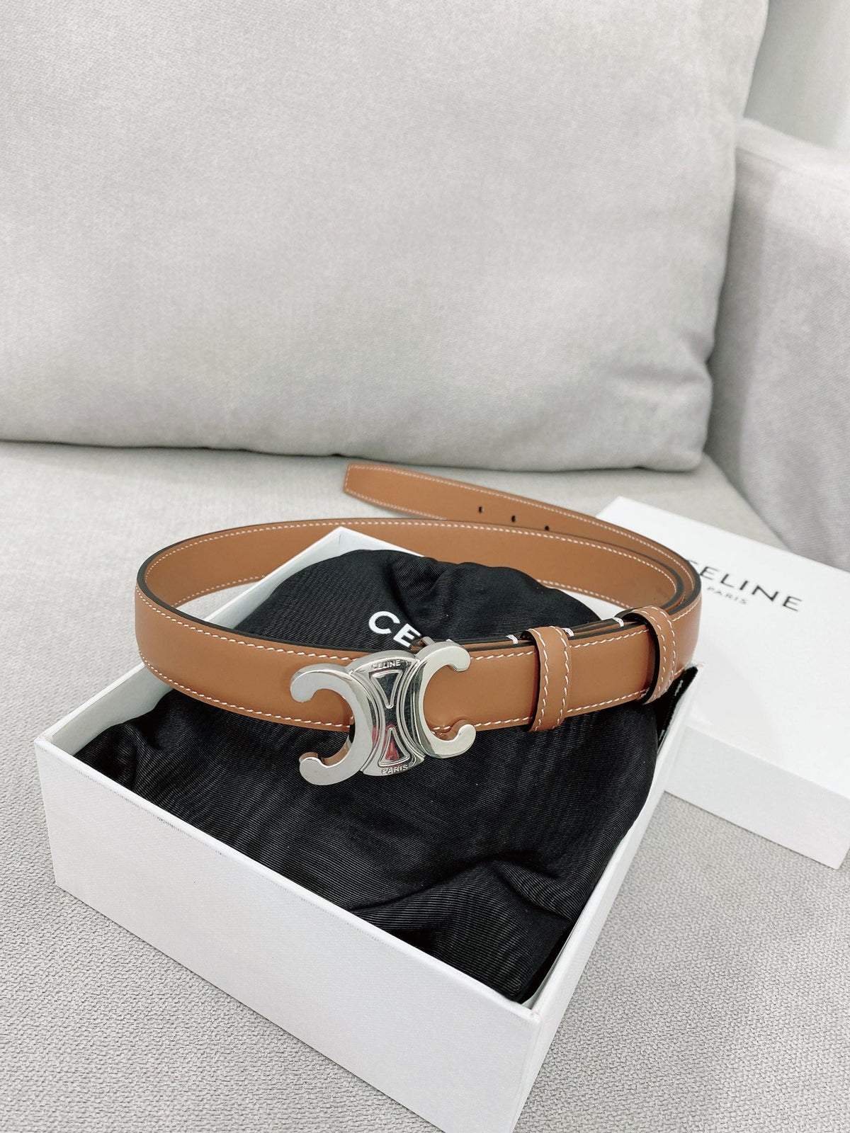 CL Sliver 25mm Triomphe Enamel Monogram Brown Calfskin 580678