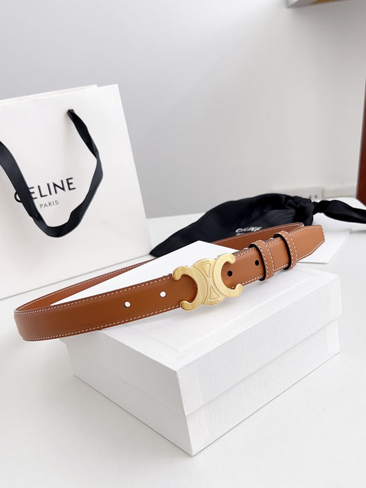 CELINE 26S BELT 25 MM IN BROWN CALFSKIN 672022