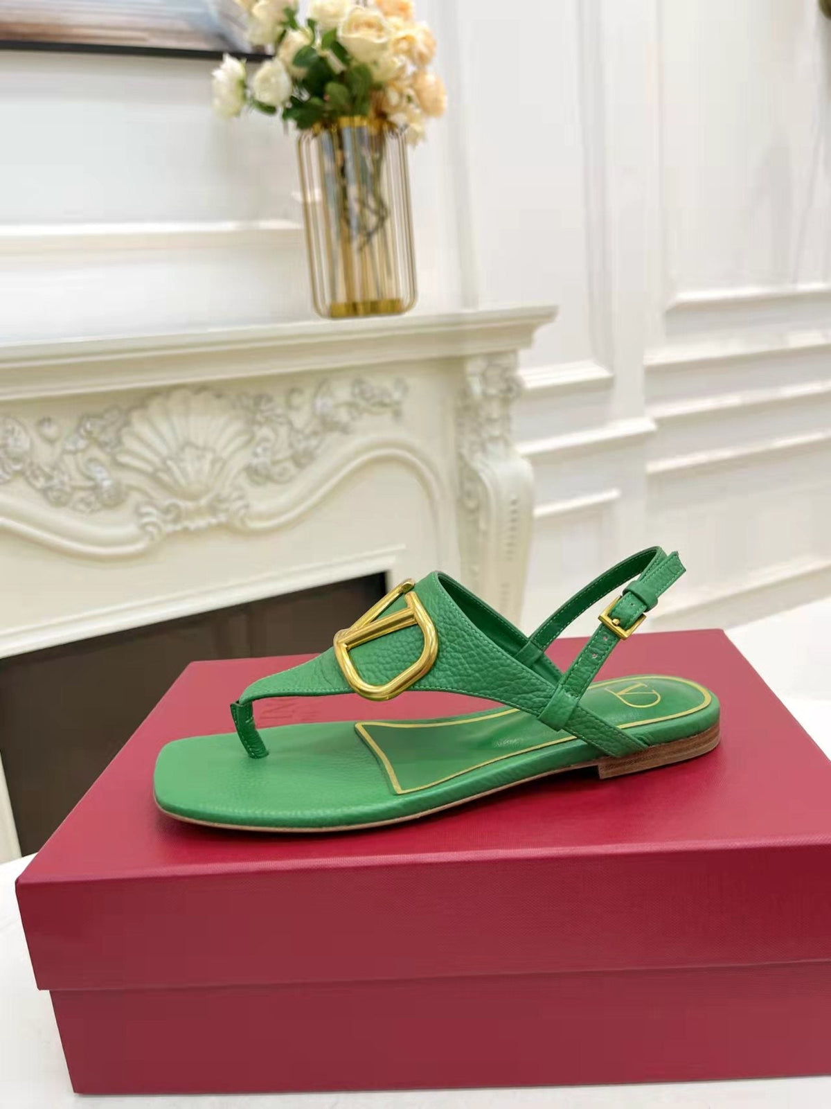 Valentino 25C Thong Sandal Green Sheepskin 239506