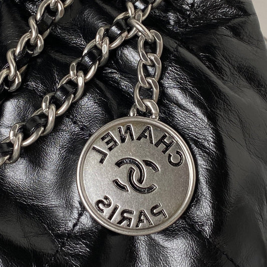 CC 24S Hobo 22 Bag 20cm Black Aged Lambskin