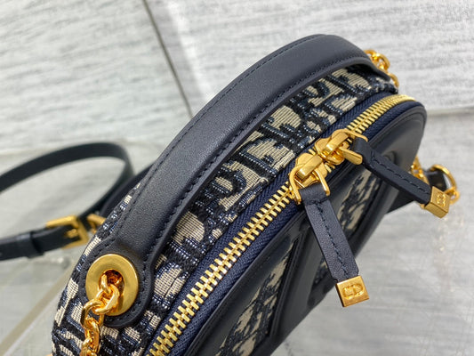 CD Oval camera bag 18 blue monogram cowhide leather