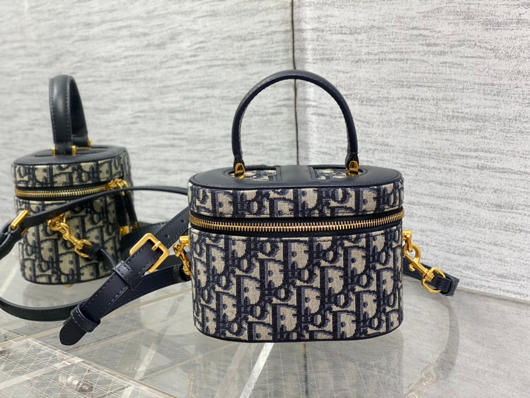 CD Signature Vanity Blue Calf Leather Cotton
