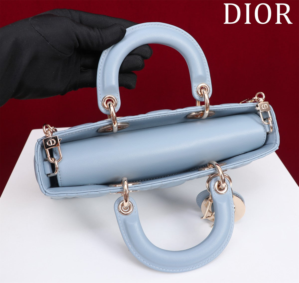 medium lady d-joy 26 cloud blue lambskin