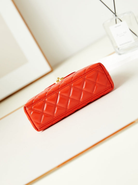 cc 24a nano 19cm kelly shopper bag hot orange lambskin