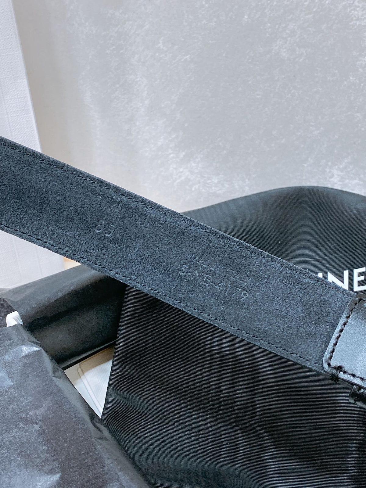 CEL Gold Buckle Belt 30mm Black Calfskin 176403