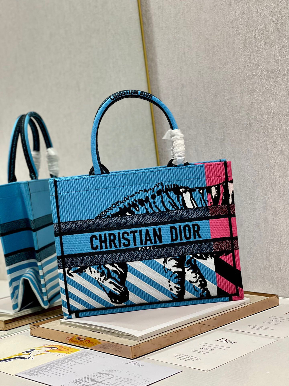 CD Zebra Book Tote Bag Blue Canvas 336519