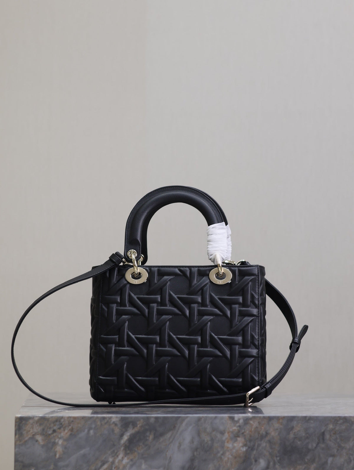 Lady Bag 20cm Black Graphic Lambskin