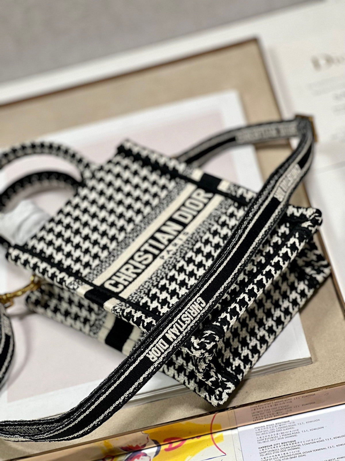 CD Mini Book Tote 13.5 cm Black Beige 336419