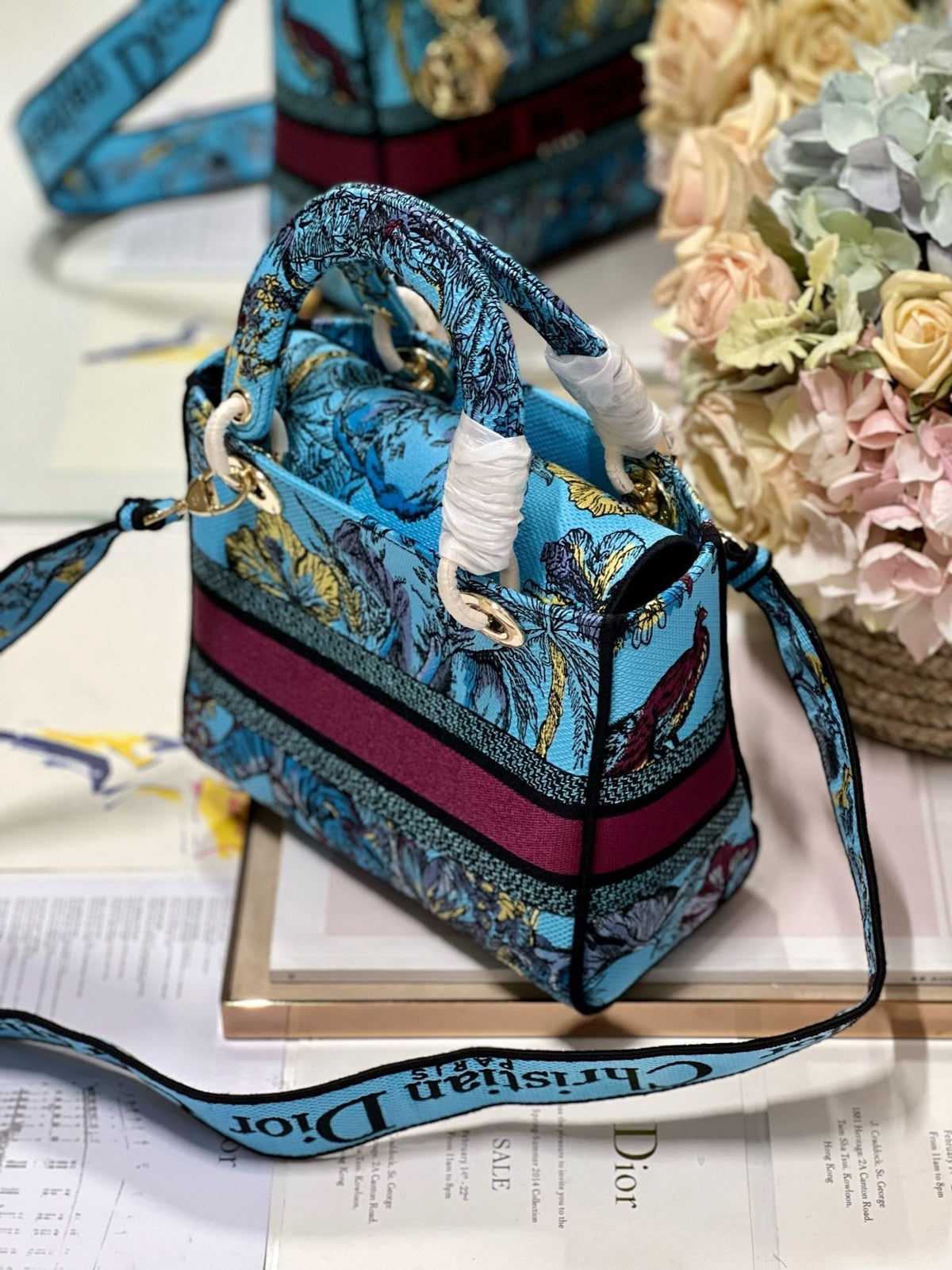 CD Elephant Blue 24 Lady Dior Bag Canvas 336679