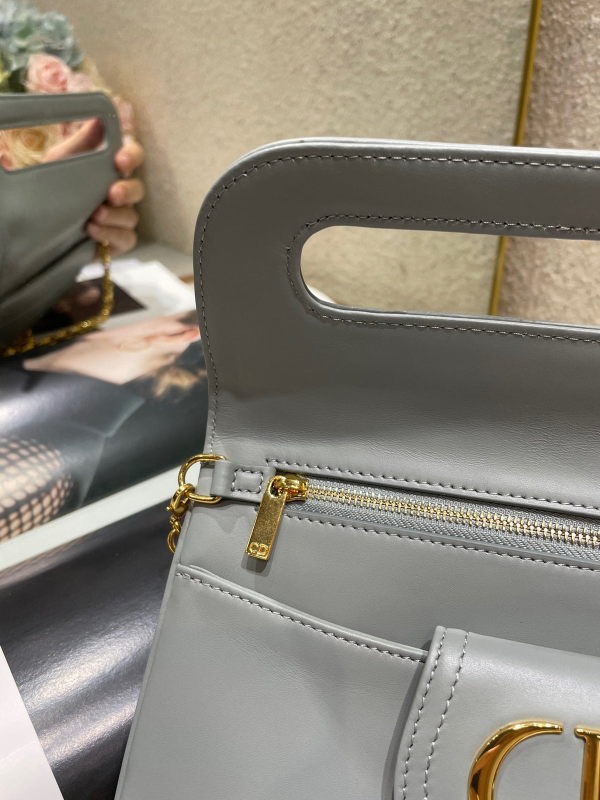 CD Diordouble Bag Blue Calfskin 336780