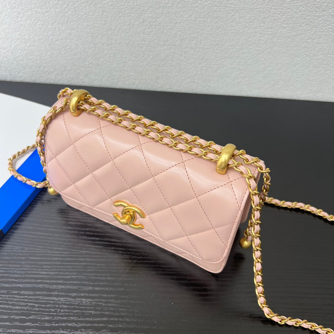 CC 25S Woc Pink Calfskin Gold Hardware