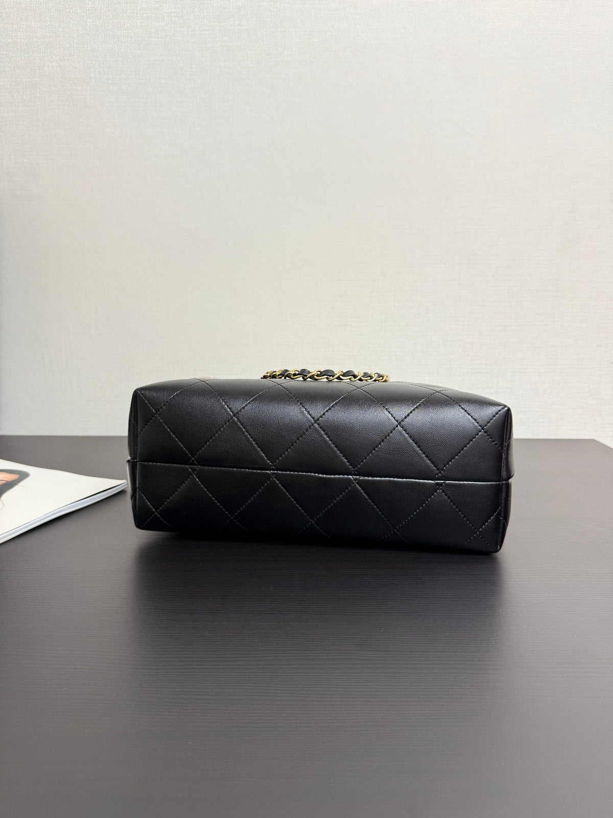 CC 25A Tote 28cm Grey Suede Black Calfskin