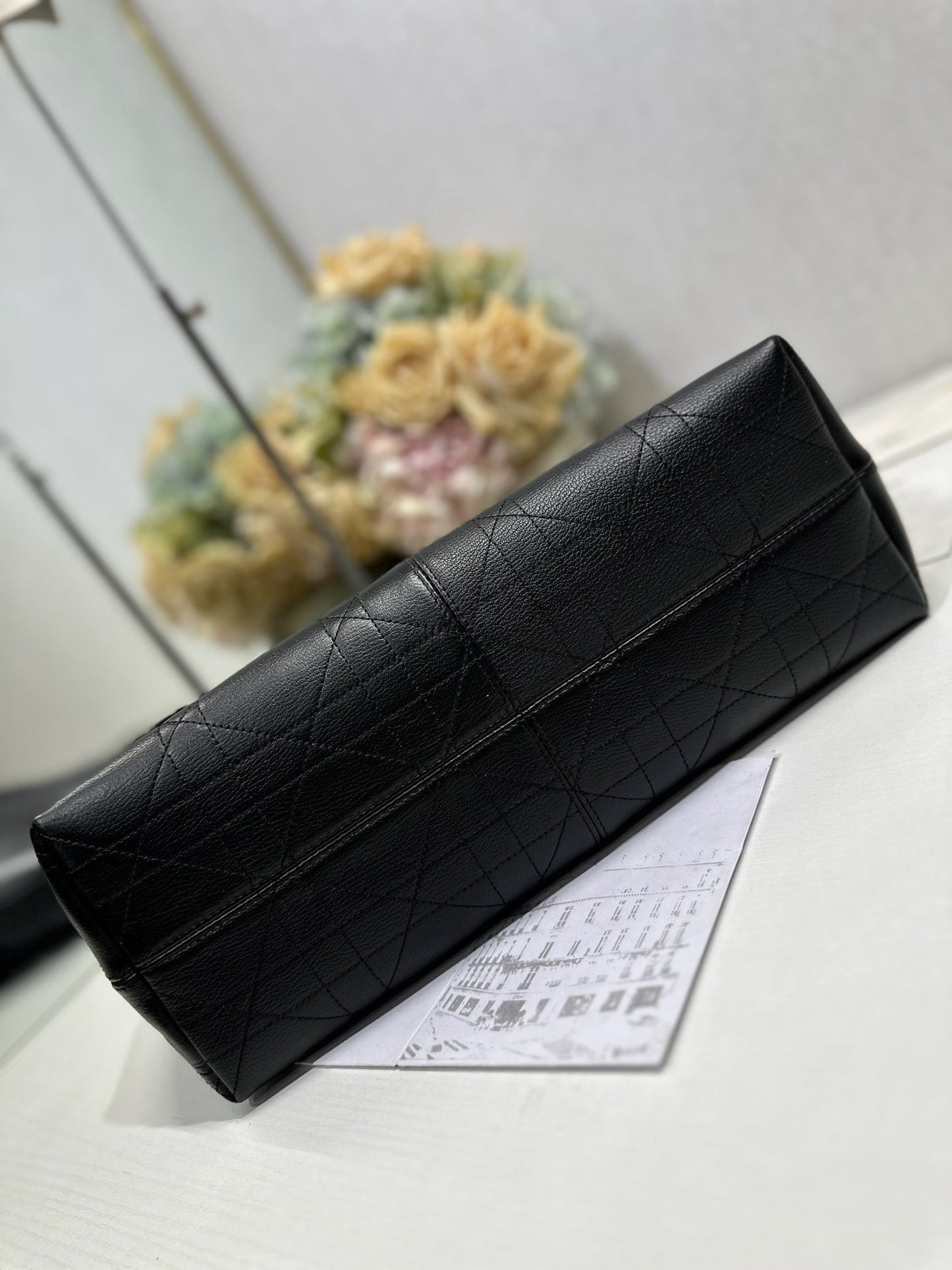 CD Large Dior Voyage Bag 34cm Black Macrocannage Calfskin 288638