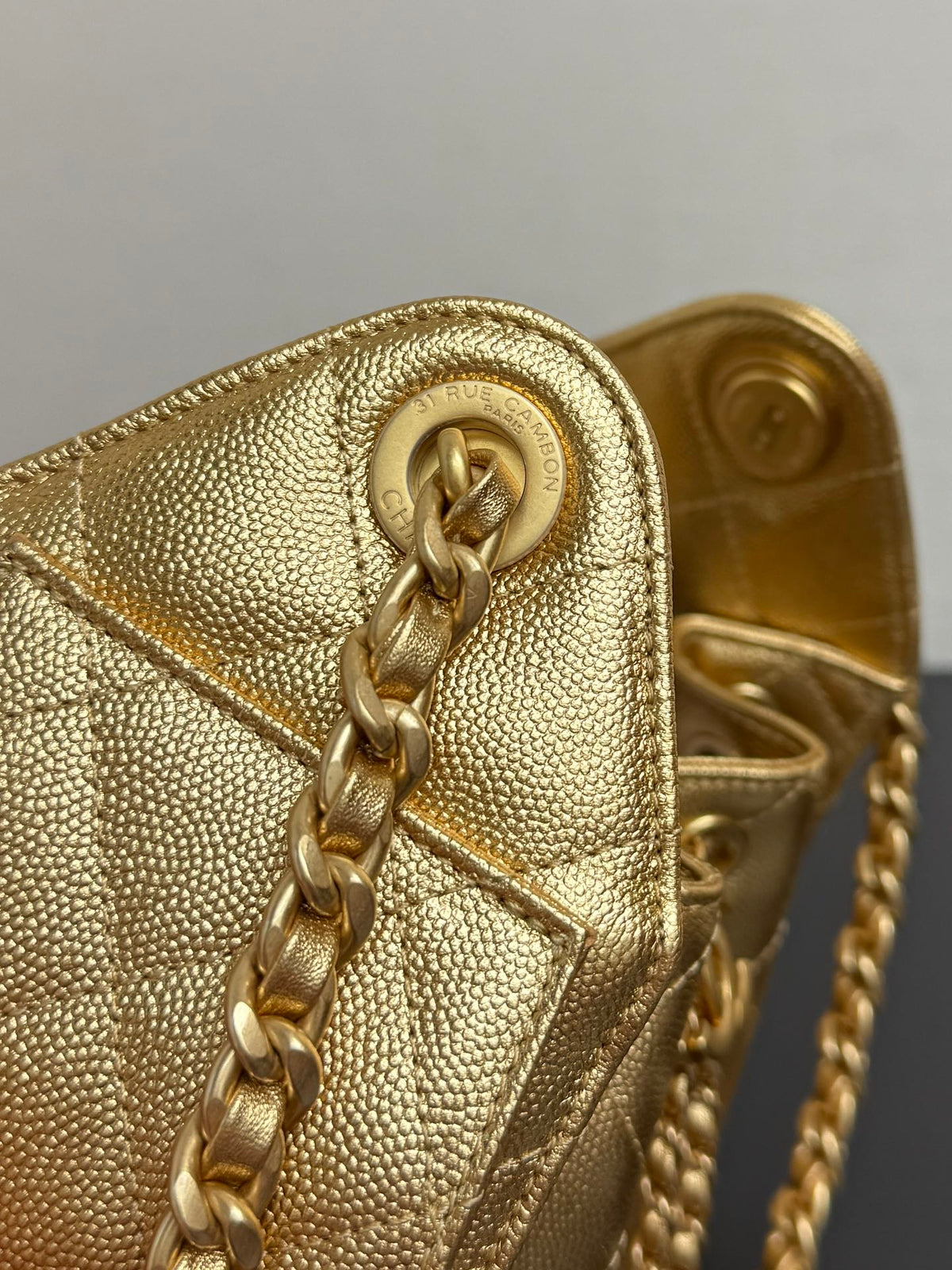 Chanel 2026 Hobo Bag 22cm Gold Grained Calfskin