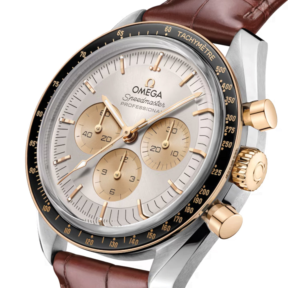 Speedmaster Moonwatch Professional Moonshine™ Gold and Steel 42mm ‑ Silver on Leather Strap
