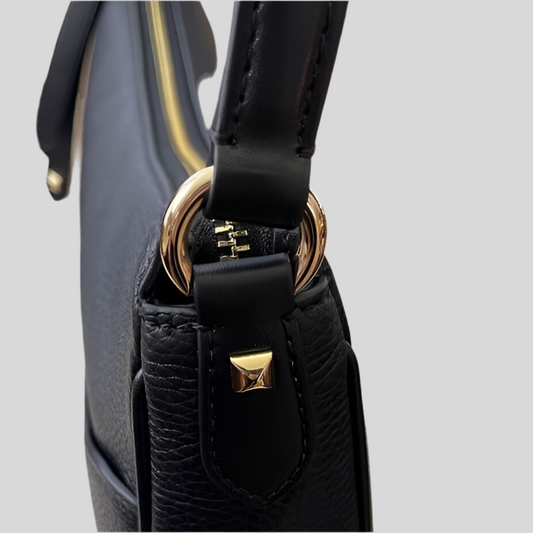 NWT Michael Kors Large Dover Half Moon Shoulder Bag In Black