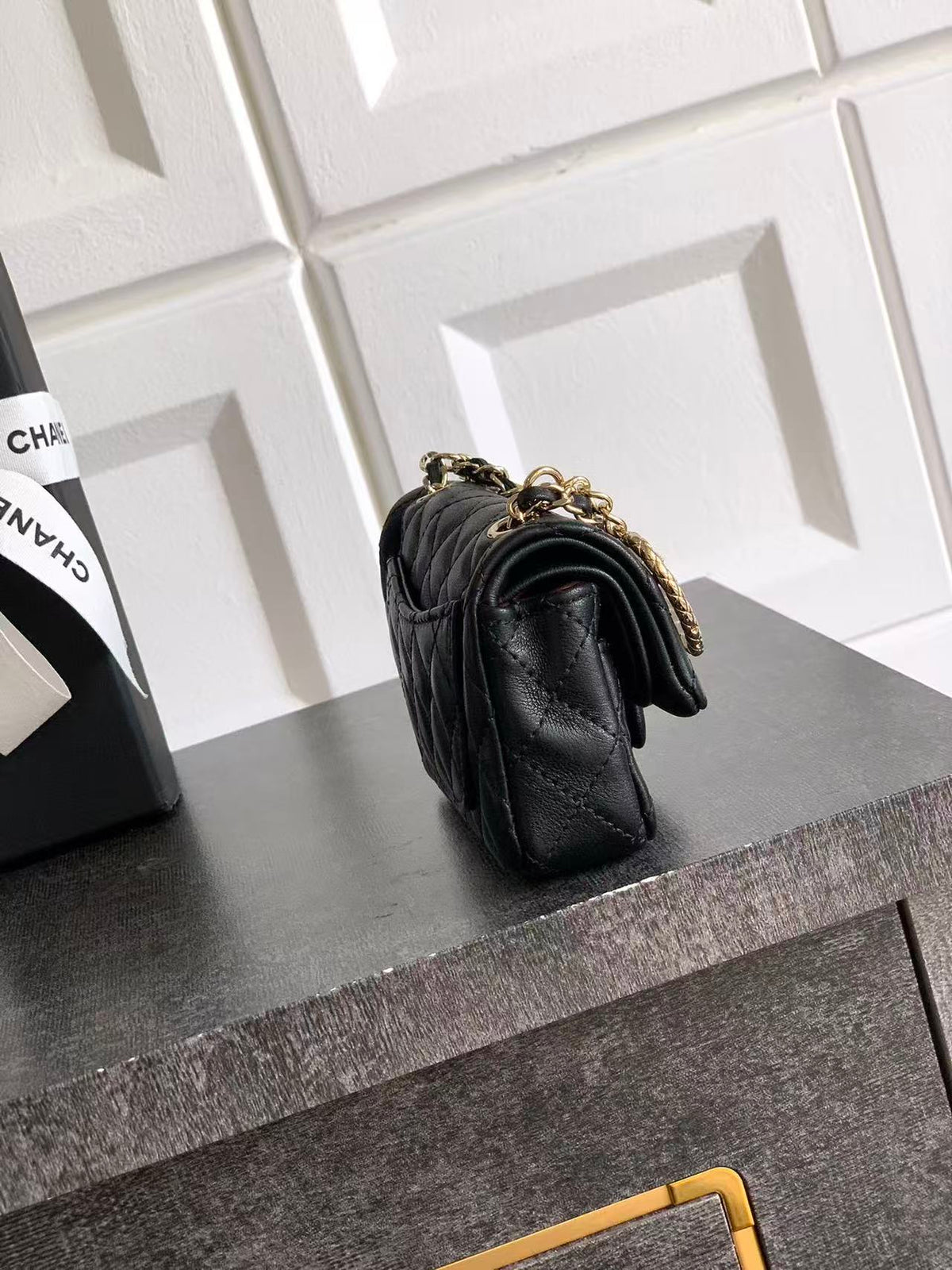 Chanel Bag 12.5cm Black Gold Lambskin