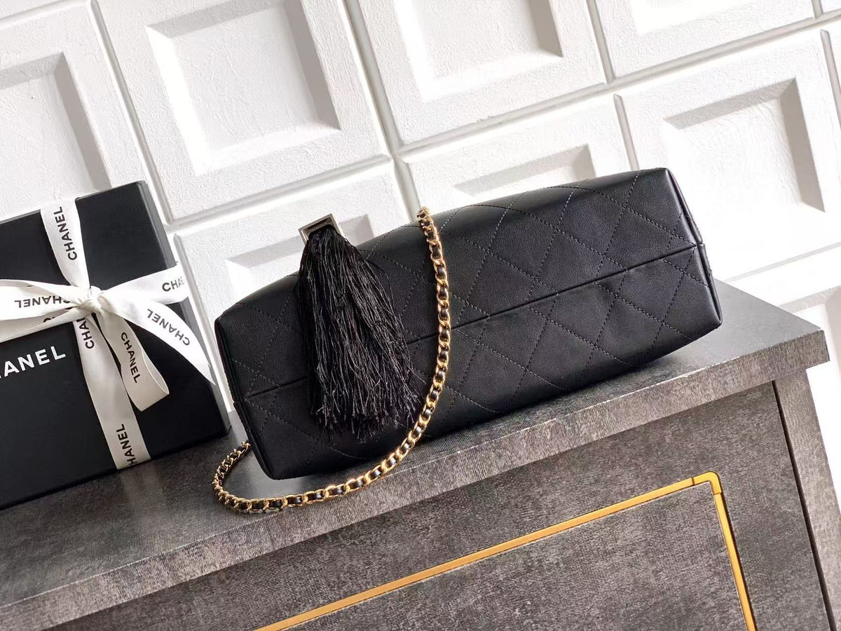 Chanel 2026 Hobo Bag 32cm Black Calfskin Leather