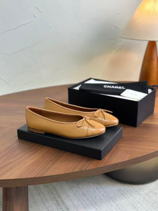 CC 26B Ballet Flats 1cm Camel Leather 122442