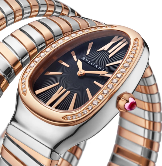 Bulgari Serpenti Tubogas 35mm Steel and Rose Gold Diamond Quartz Watch