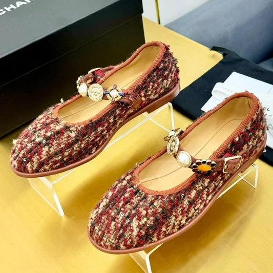 Chanel 2026 26A Métiers D'Art Ballet Flat Lambskin Fabric 983132