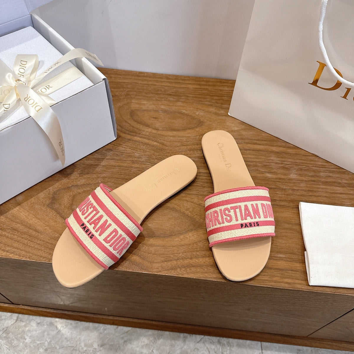 CD 26s Embroidered Sandals Canvas Cowhide 685464