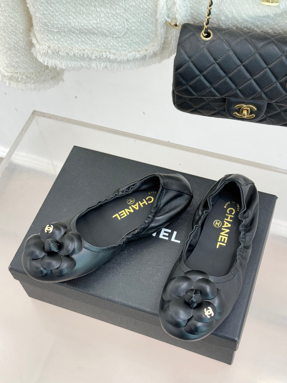 CC 2026 Double C Camellia Ballet Flat Sheepskin