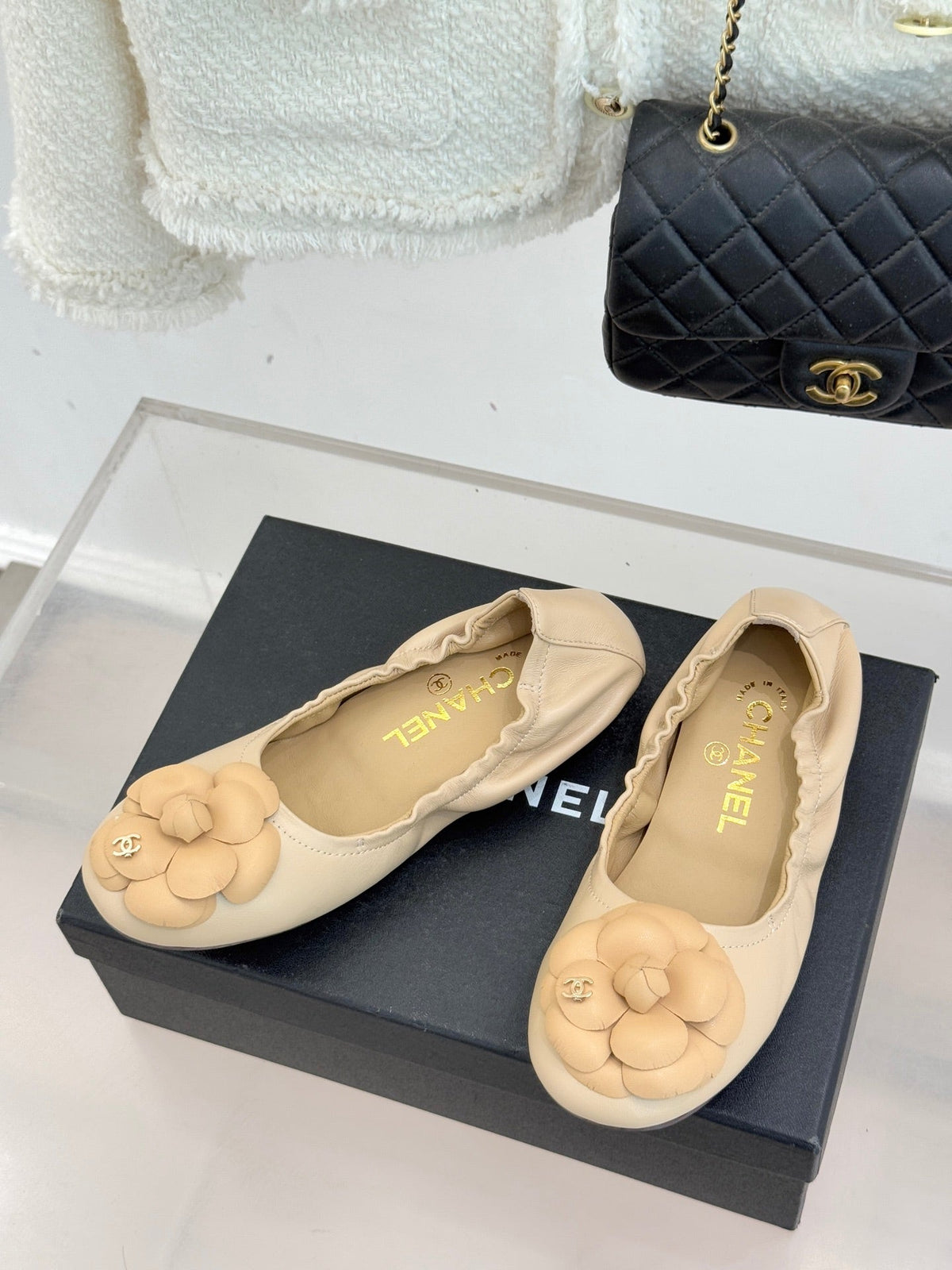 CC 2026 Double C Camellia Ballet Flat Sheepskin