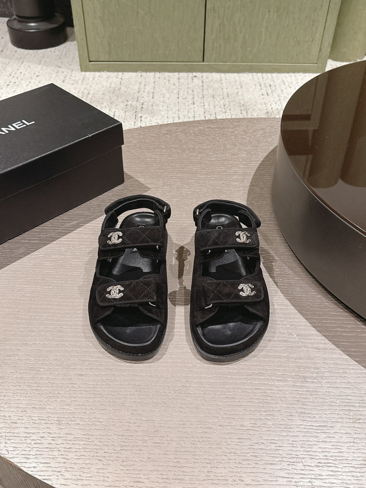 Chanel 2026 Velcro Beach Sandals Suede Leather 762931