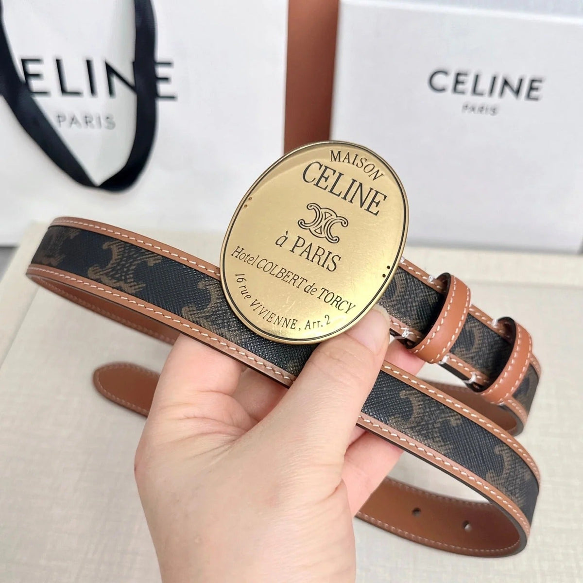 Celine 2026 Maison Paris Belt 25mm Leather 205170