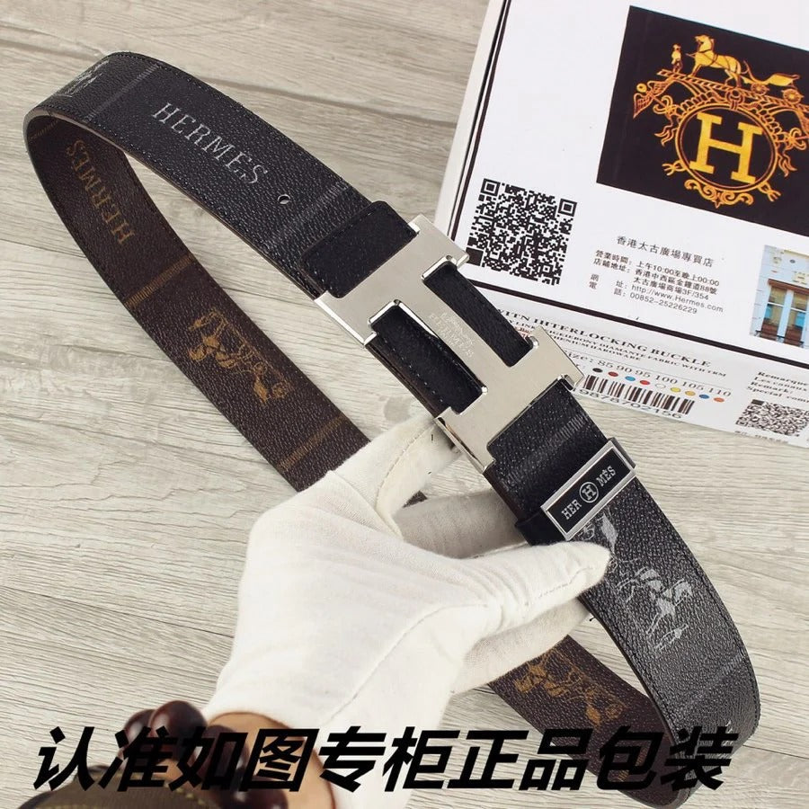 HM Constance Belt 38mm Black Cowhide Sliver Buckle 620194