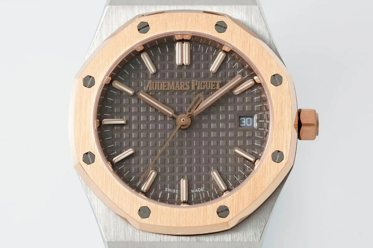 Audemars Piguet Royal Oak 34mm Sliver Case Brown Dial Pink Gold Steel