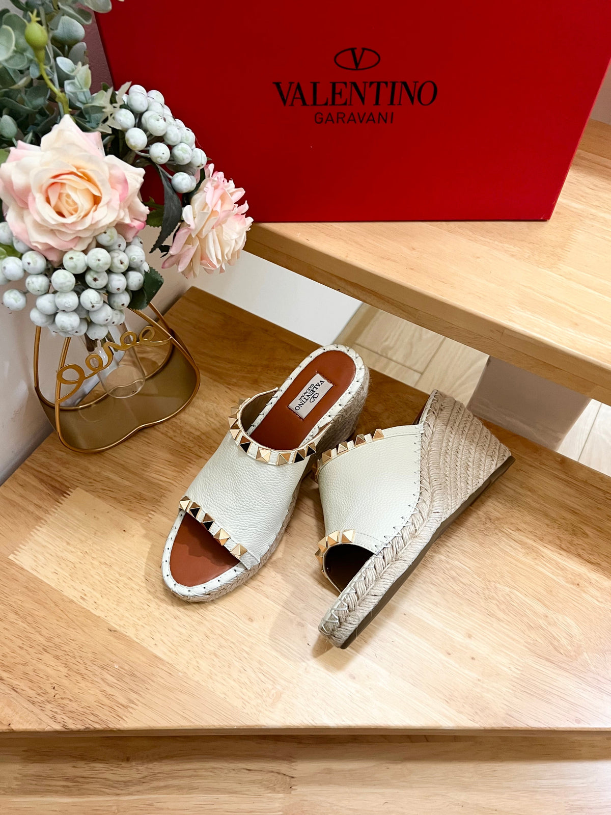 Valentino Mule Wedge White Leather 240594