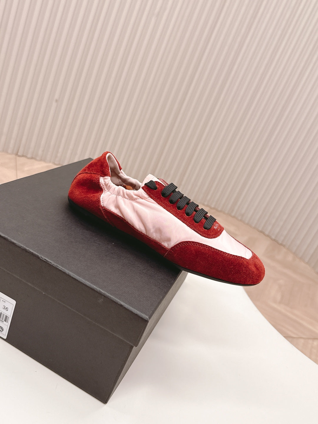 PRA 26S Sneaker Light Pink Red Suede Canvas 600603