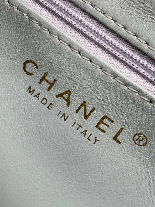 cc 24a nano 19cm kelly shopper bag pastel mint green lambskin