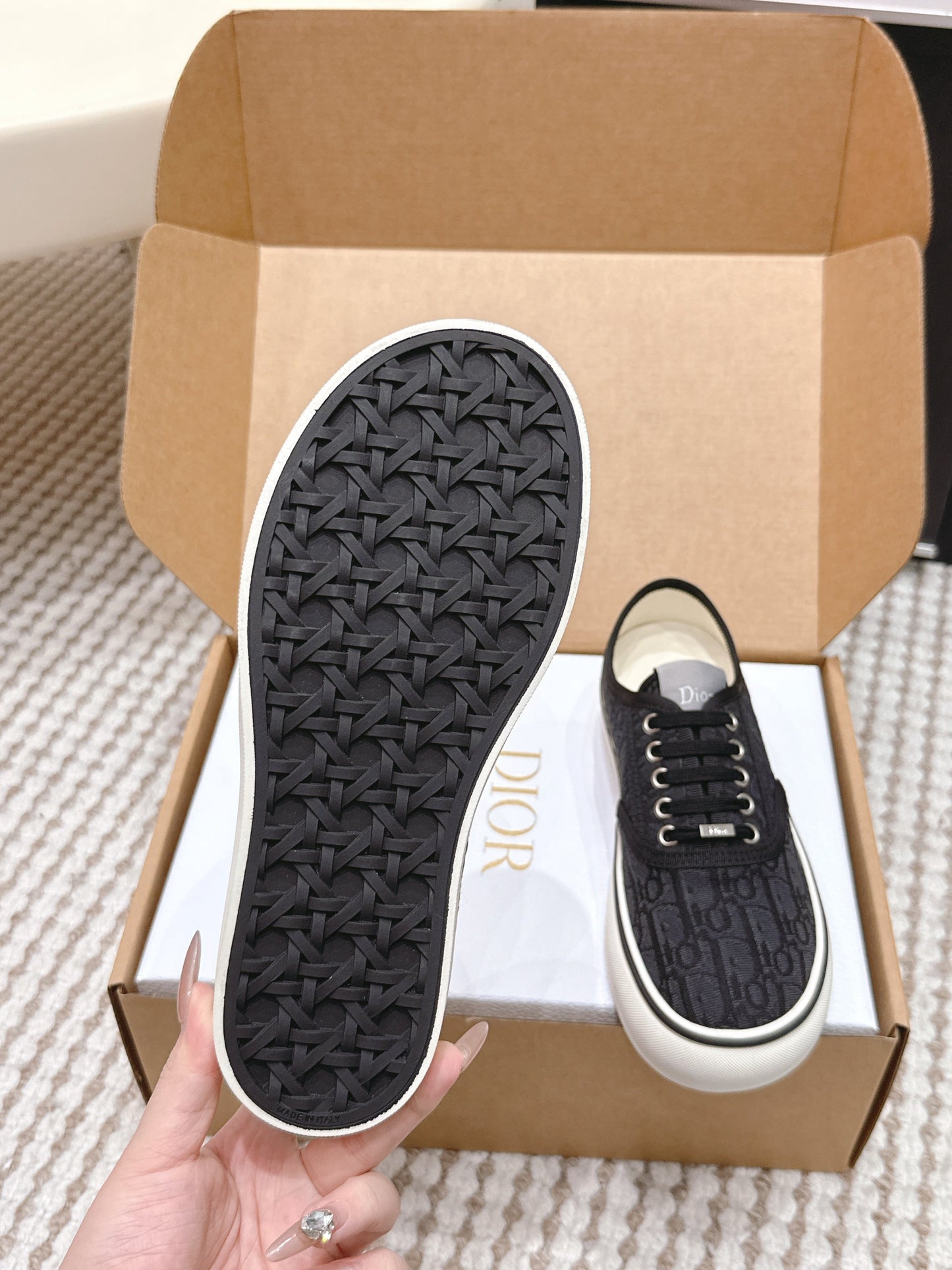 CD Saltwind Sneaker Black Oblique Jacquard Cotton 632435
