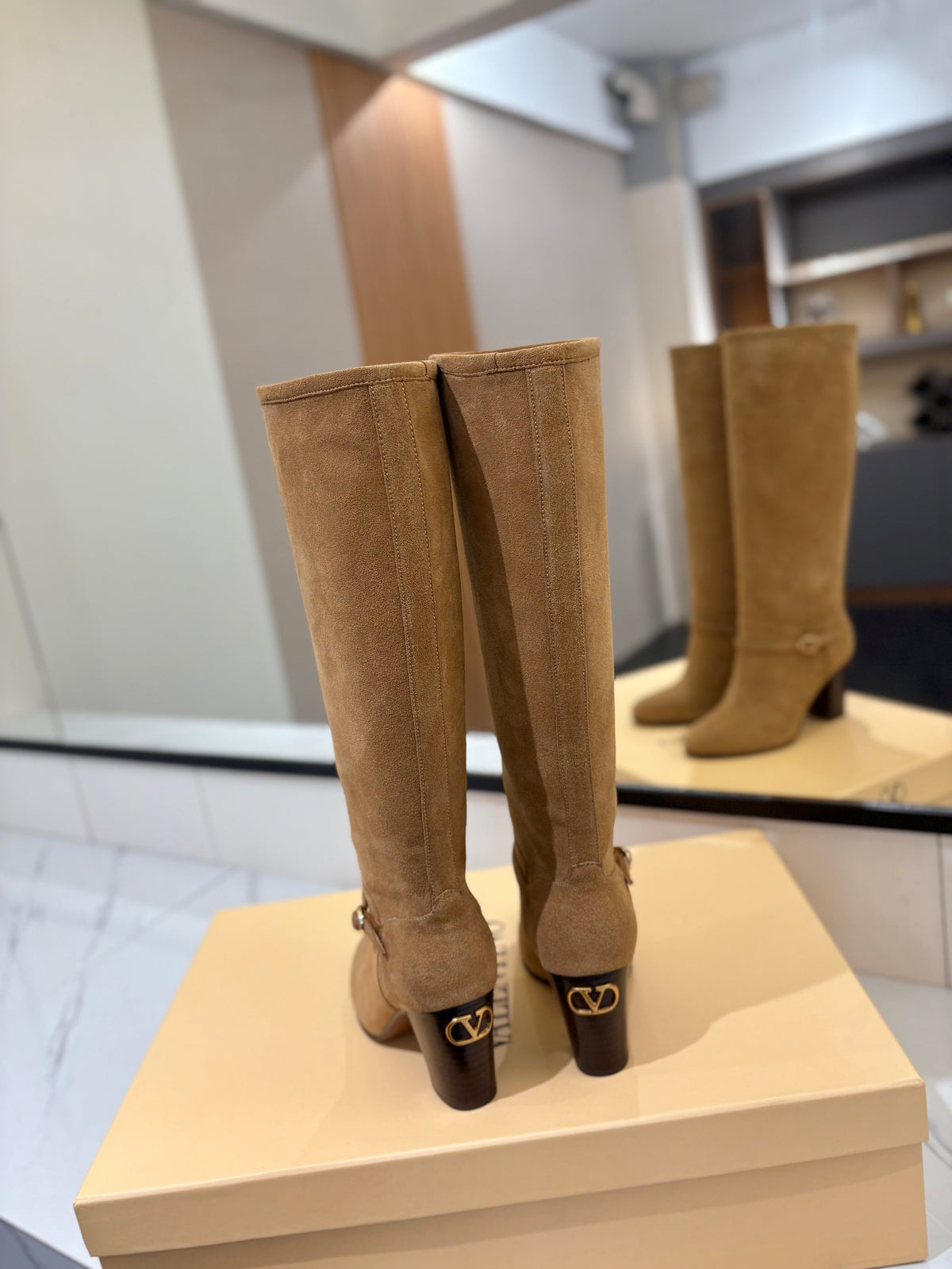 Valentino 2025 Pattie High Boot Tan Suede 560738